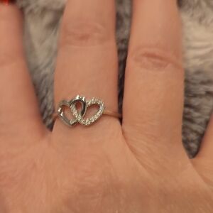 Sterling Silver Double Heart Cubic Zirconia Ring Brand New In Box